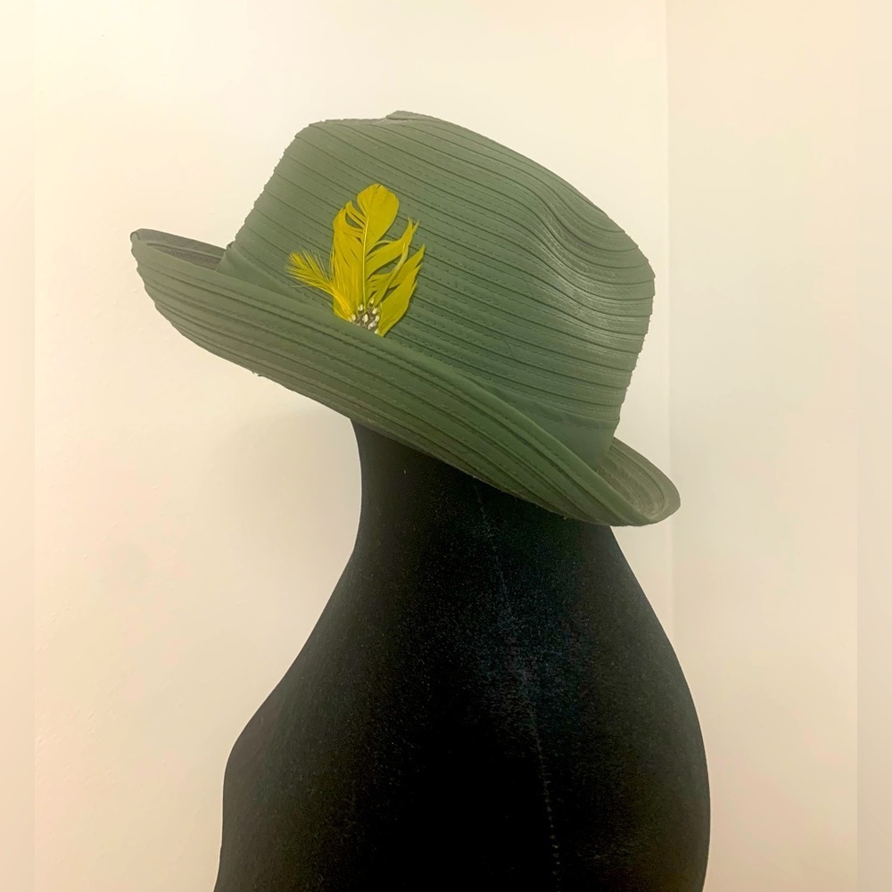Green Feathered Hat Knox New York Pocket Hat Vintage